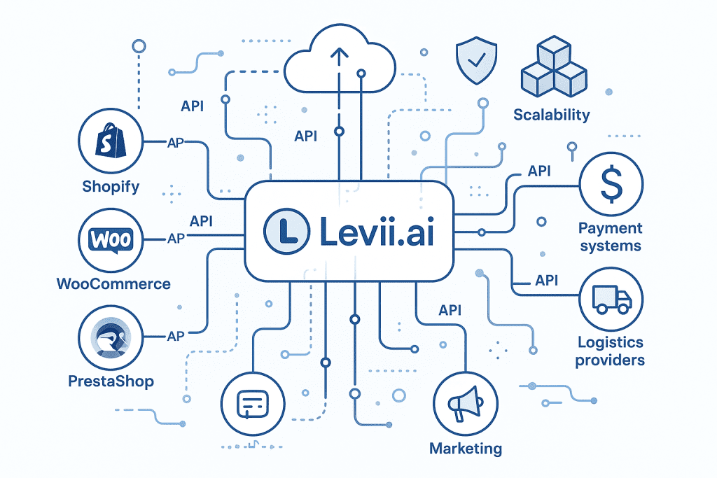 Levii.ai intégrations flexibles plateformes e-commerce