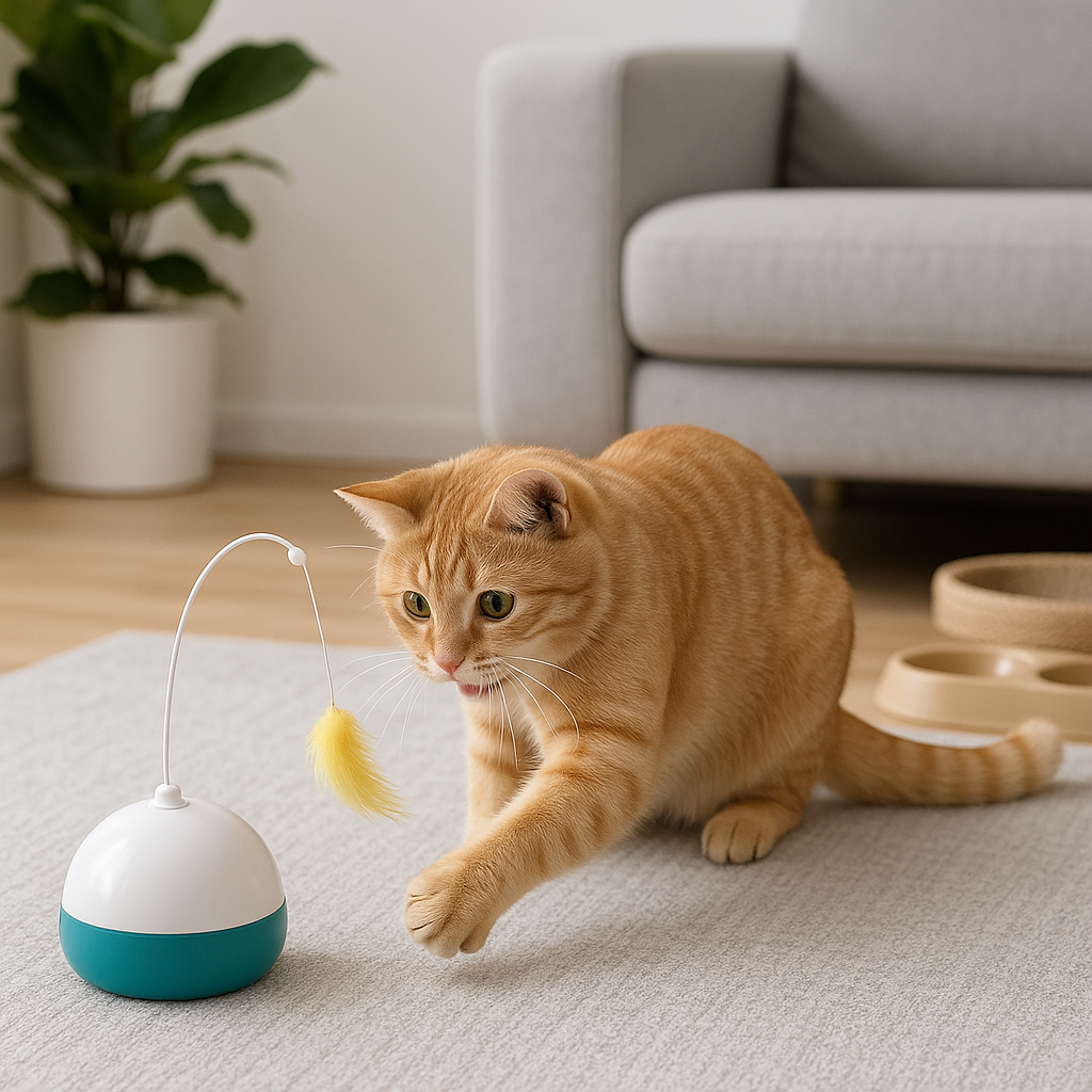 "Chat jouant avec jouet interactif - niche dropshipping Tunisie profitable pour accessoires animaux de compagnie"