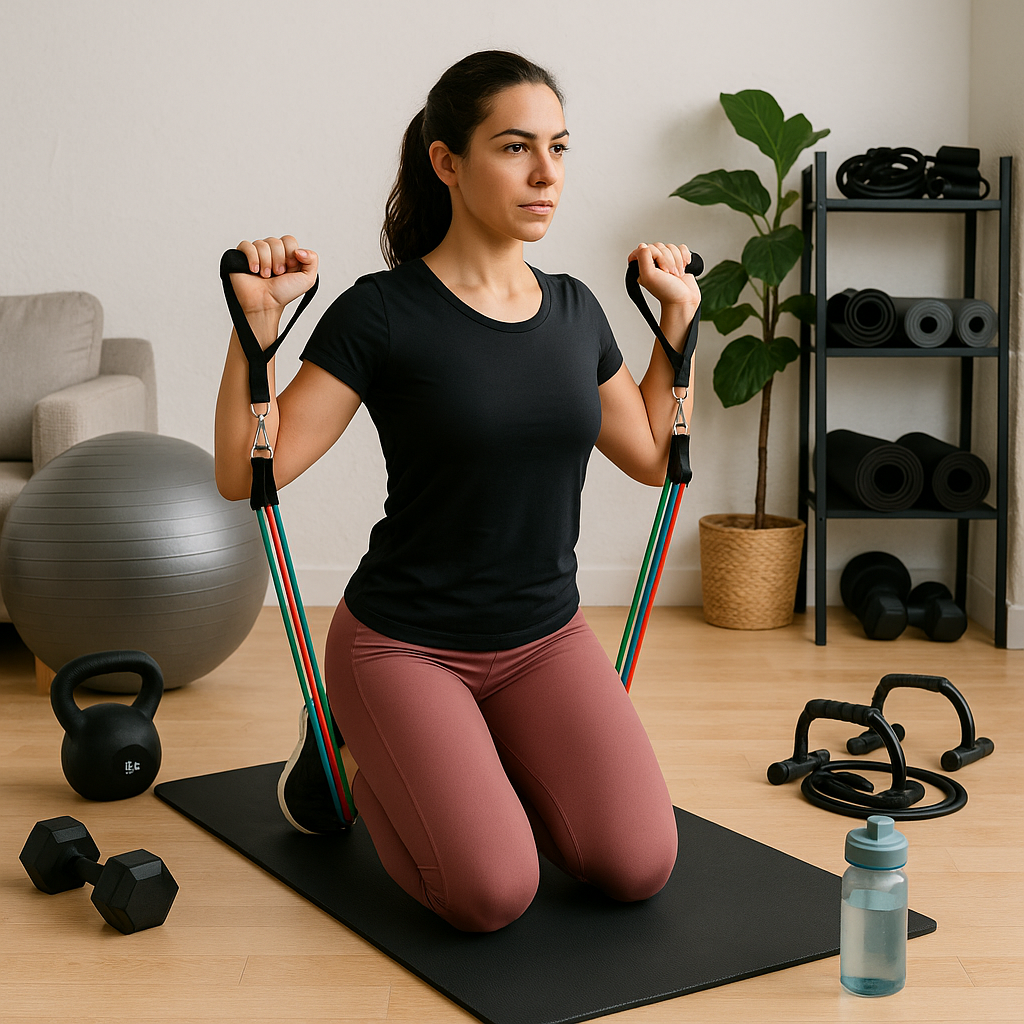 "Entraînement maison avec bandes de résistance - opportunité dropshipping Tunisie pour accessoires fitness domicile"